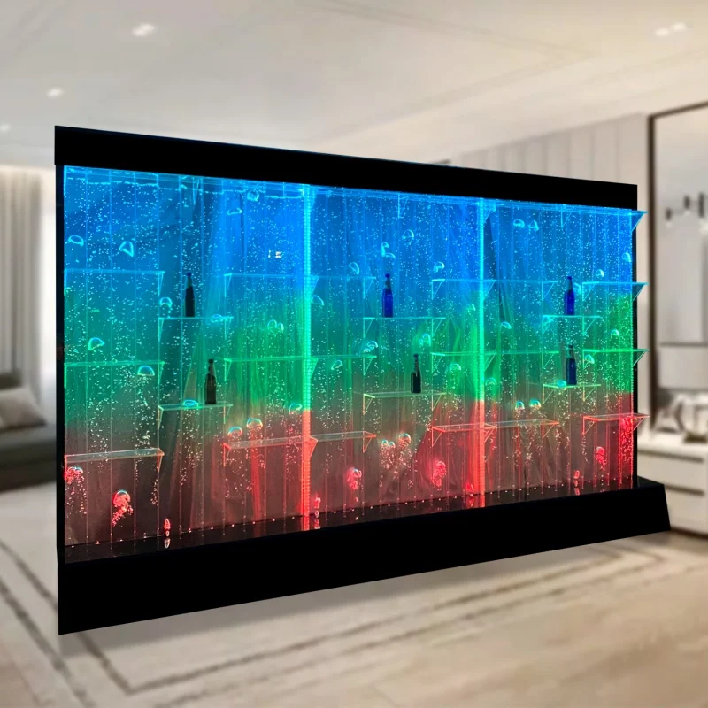 맞춤형 실내 디지털 제어 물 기능 LED 버블 패널 와인 캐비닛