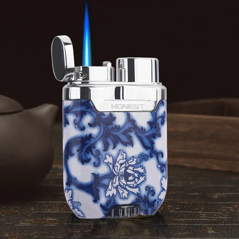 Celadon Lighters for Men Metal Electronic Ignition Jet Lighters Windproof Torch Smoking Gift