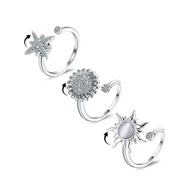 Anti Stress Rotation Jewelry Simple Versatile Adjustable Opening Decor Ring 6