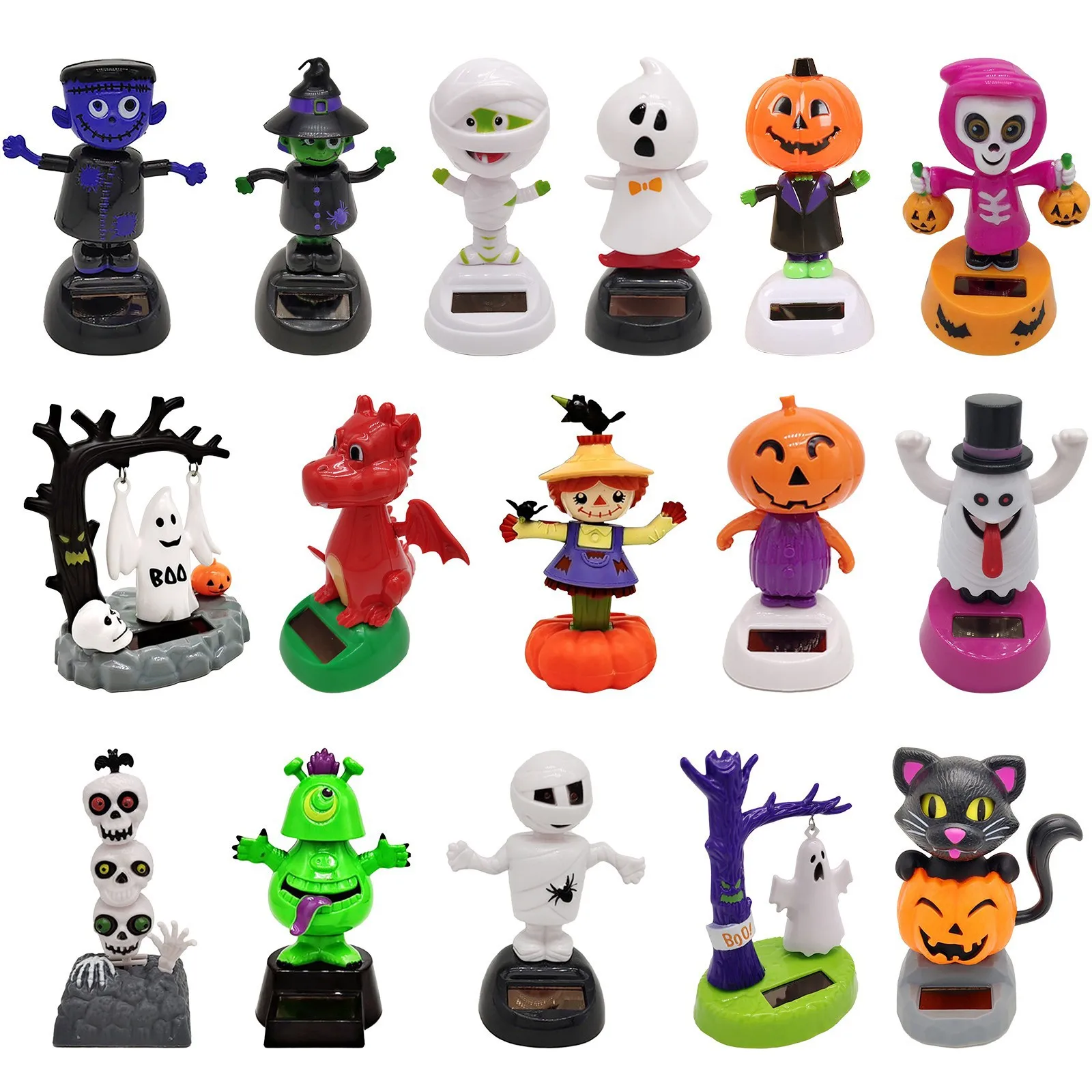 

Hot Selling Halloween Solar Creative Swinging Head Doll Car Ornaments Cartoon Ornaments Gifts for Children