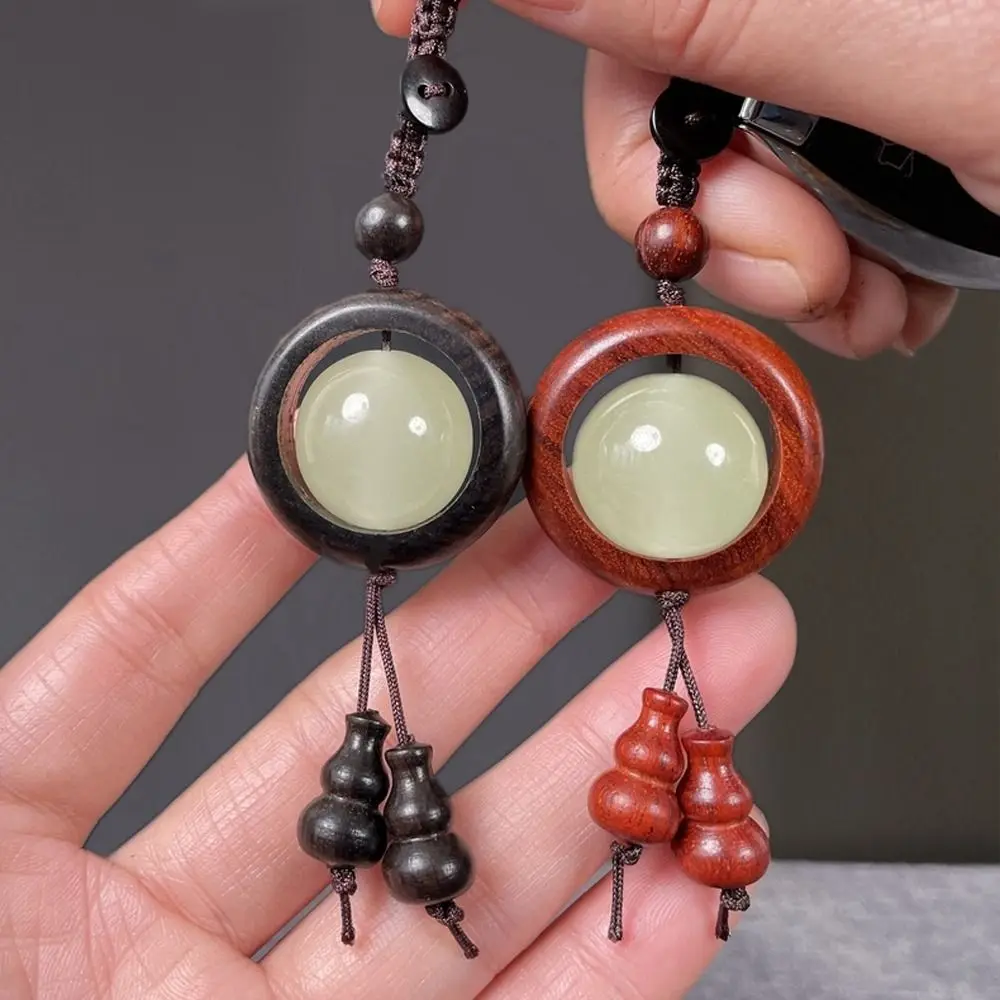 

Ornament Fluorescence Bead Niche Design Girl Gift Cartoon Wood Key Chain Bag Pendant Car Key Chain Chinese Style Key Ring