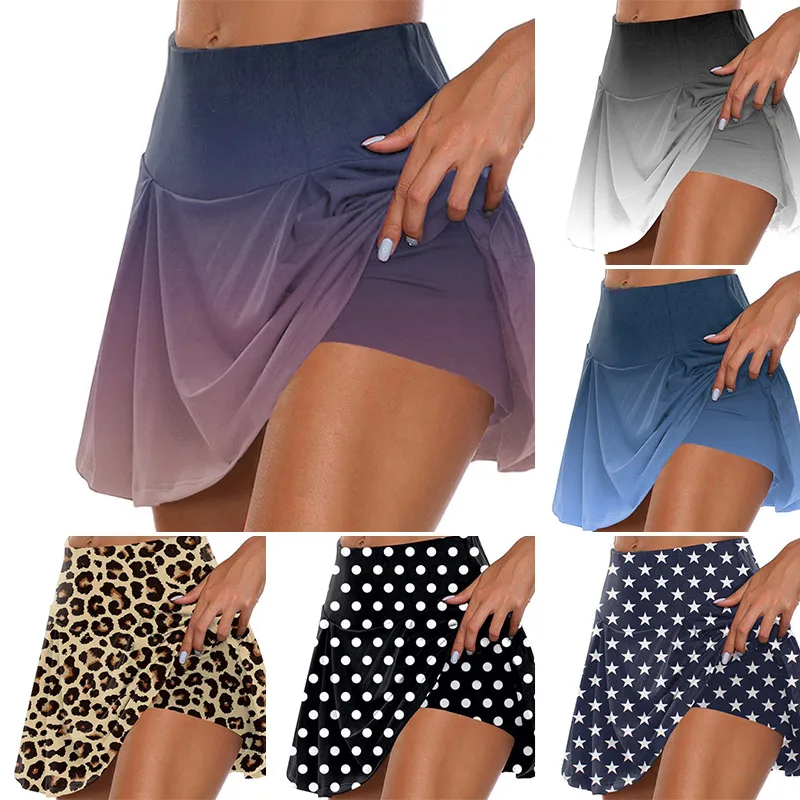 

Summer Women Sports Short Skirt Polka Dots Print Skirts Quick Drying Yoga Shorts for Outdoor Jogger Leggings Fitness Shorts