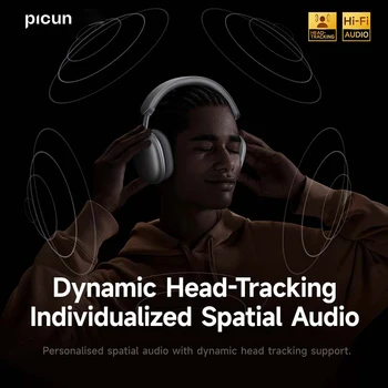 Picun F8 Pro ANC Wireless Headphones Head Tracking 3D Spatial Audio -52dB ANC HIFI Bluetooth Headset ENC HD Mic Low-Latency APP 2