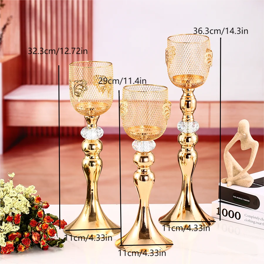 Candelabri Da Tavolo In Ferro Per Matrimoni | Set Di 2 Portacandele Da 15 Cm | Decorazioni Eleganti Per Cene - Foto 3