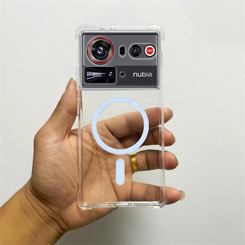 Magnetic Transparent TPU Shockproof Phone Case with MagSafe Compatibility