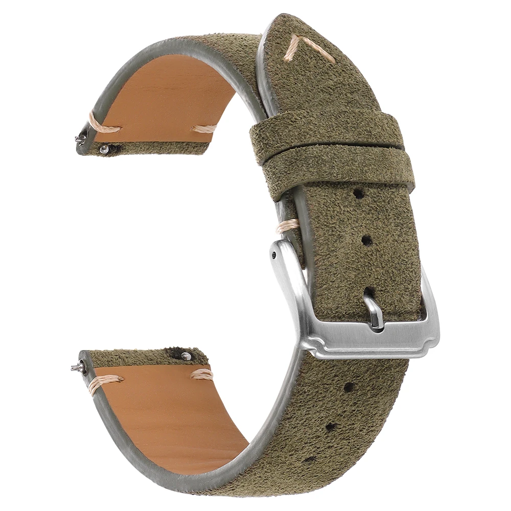 Vintage Brown Suede Wristband Watch Strap - Soft Calfskin Bracelet