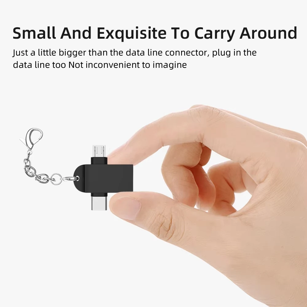 NNBILI 2In1 Type-C USB 3.0 암 커넥터 - 마이크로 USB OTG 어댑터 (안드로이드 폰용 데이터 변환기, 태블릿 하드 디스크용, 알루미늄 합금)