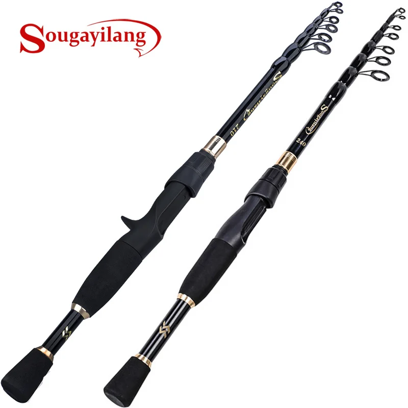 Sougayilang Telescopic Fishing Rod Ultralight Weight Spinning/Casting Fishing Rod Carbon Fiber 1.8-2.4m Fishing Rod Tackle