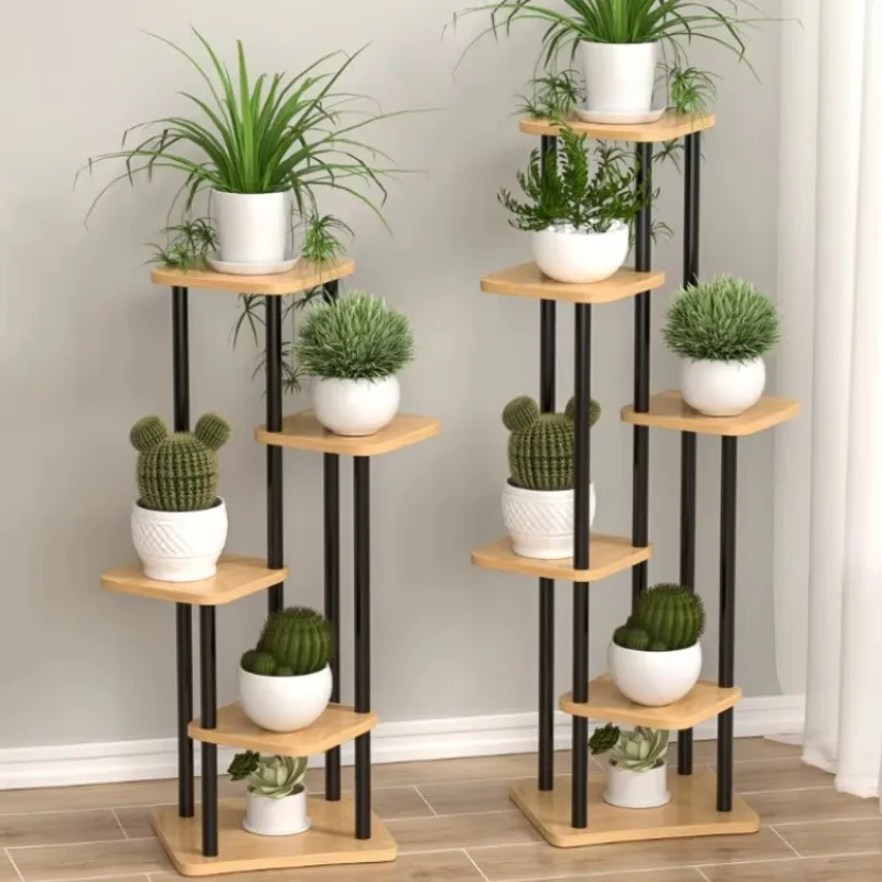 Modern Wooden Multi-Tier Plant Shelf Balcony Flower Stand Living Room Green Plants Flower Pots Storage stand