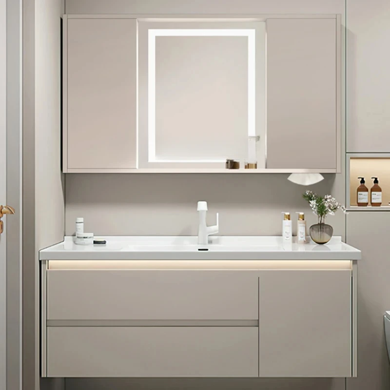 

Narrow Bathroom Cabinet Ceramic Integrated Basin Intelligent Mirror Bathroom Cabinets Washbasin Gabinete Home Furniture KMBC