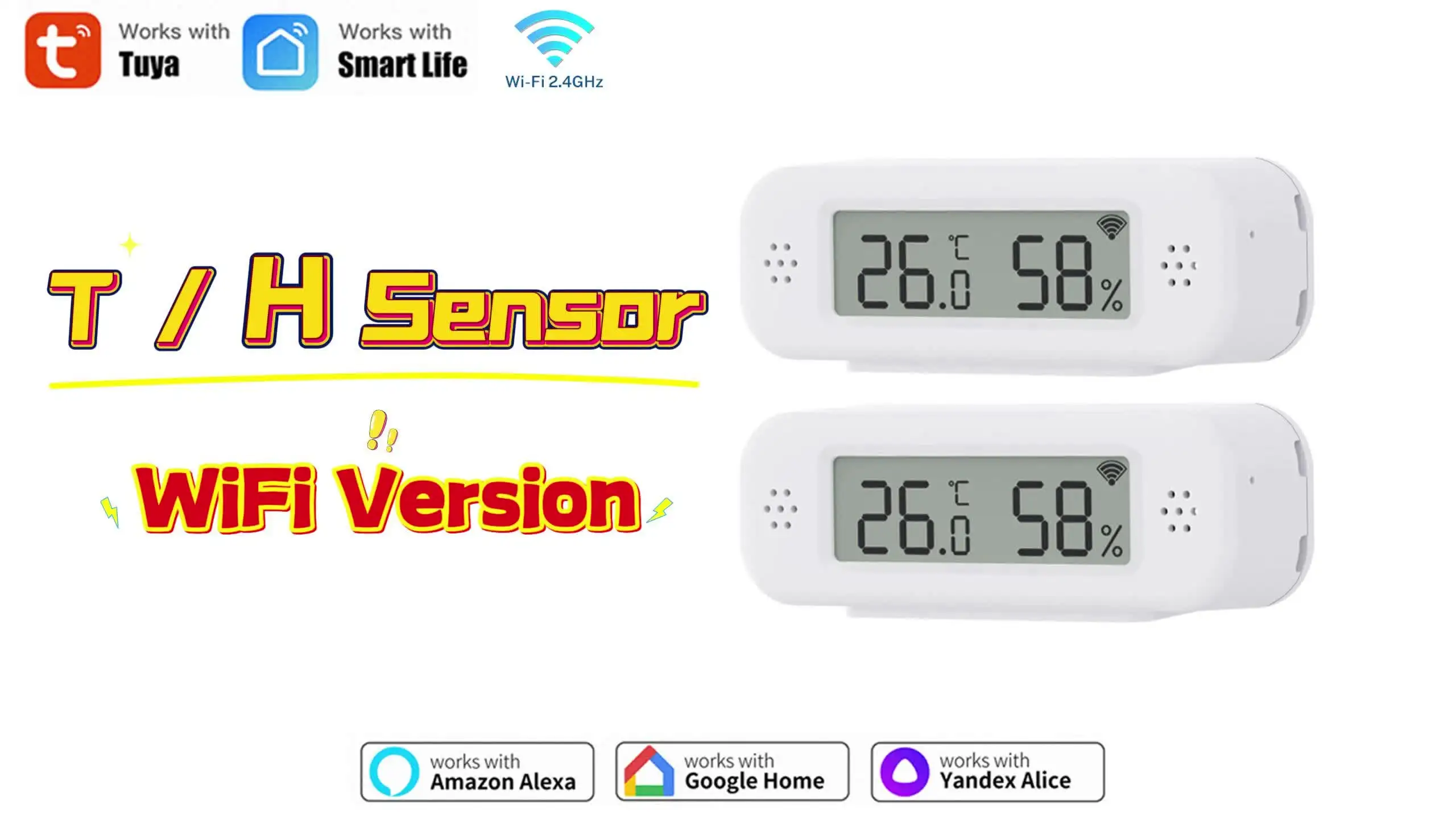 Termoigrometro Wi-Fi Con Sensore Di Temperatura Wireless E Allarme Tramite App Tuya – Compatibile Con Alexa E Google Home, Registratore Dati Per Interni