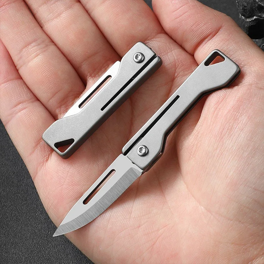 Titanium alloy Outdoor Utility Knife Mini Folding Knife Portable Pocket for Express Delivery Box Opening Tool
