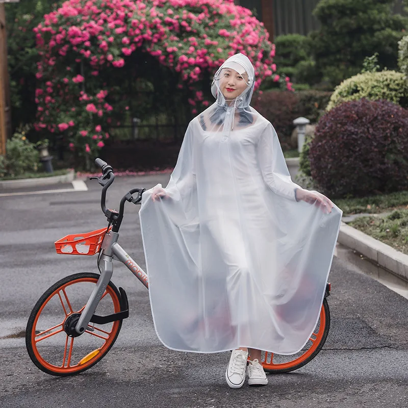 Frosted Transparent Bicycle Raincoat Removable Double Brim 3xl Poncho Single Person Thickened Raincoat Outdoor Cycling Jacket