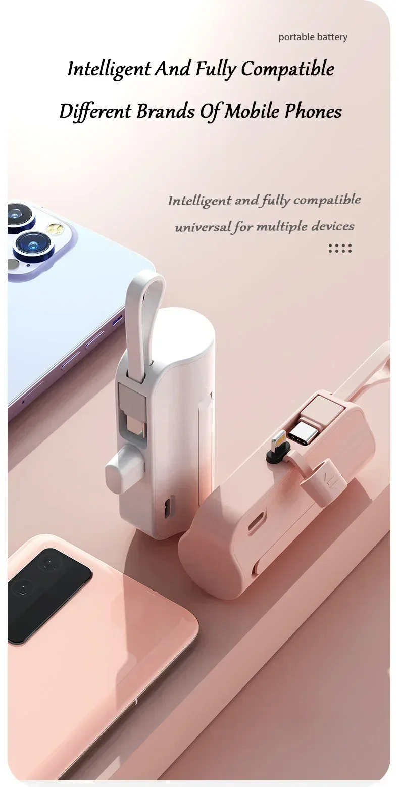 Mini Fast Charger 10000mAh Built-in Cable Portable Power Bank for IPhone Xiaomi Samsung Tye-c/Apple Interface External Battery 15 Sa1d0139da2164d08b3f9b88f453748f30