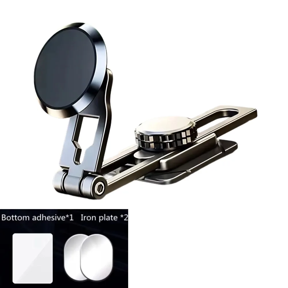 Magnetic Car Phone Holder with Double Fold Alloy Stand and 360° Rotation