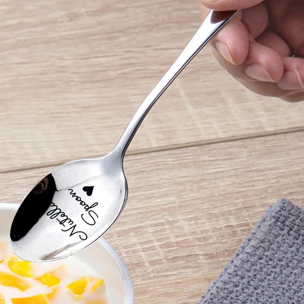 19*3cm Soup Spoon Smooth Surface Anti-scald Handle Stainless Steel Cooking Utensils Porridge Serving Table Spoon Kitchen Supply