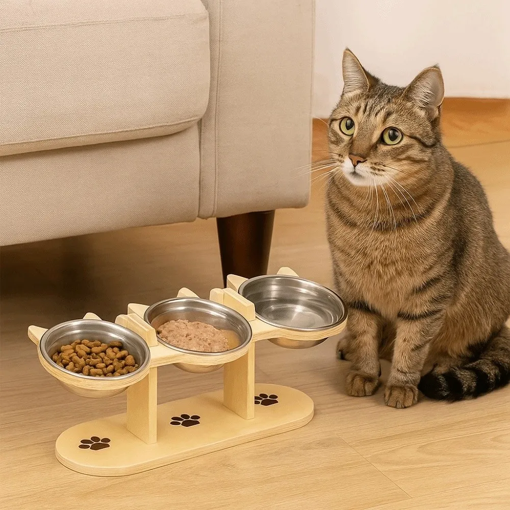 15 ° Slant Pet High Footed Bowl Anti-flip Non-Slip Cat Food Water Bowl Anti-vomiting Multifunction Elevated Pet Feeder Bowl