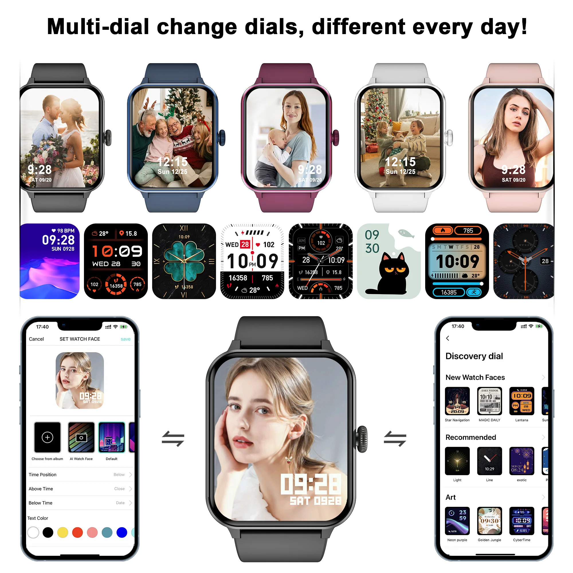 Blackview R50 smartwatch (Bluetooth call), voice assistant, large screen, women's health, sweat resistant aluminum alloy case si 3