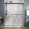 44-48" W X 70" H Semi-Frameless Double Sliding Shower Door with 1/4'' (6mm) Clear SGCC Tempered Glass, Bypass Shower Enclosure 2