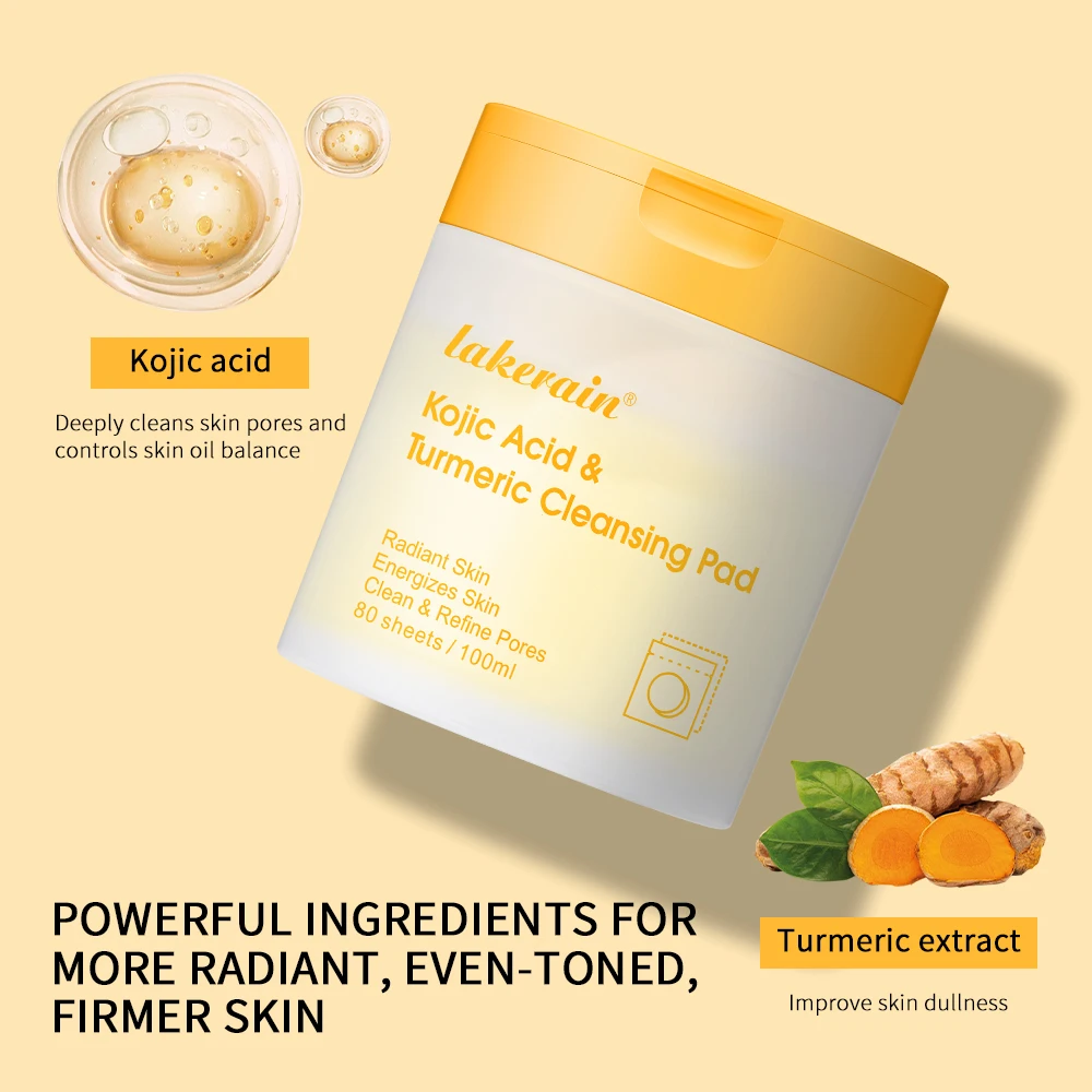 Kojic Acid And Turmeric Cleansing Pad Exfoliate Lighten Acne Scars Unclog Pores Turmeric Cleansing Pad Dark Spots With  Glycerol 6