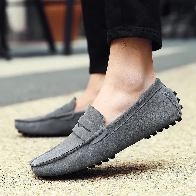 

2024 British Fashion Classic Fit Bean Shoes One Step Lazy Casual Men's Shoes Genuine Leather Flat Sole Single Shoes