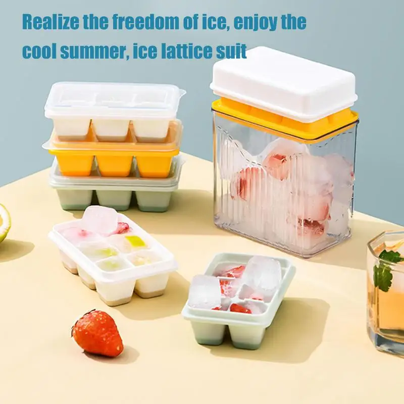 Ice Cube Trays For Freezer 18 Cube Ice Freezer Container Square Ice Trays  With Bin Spill-Resistant Ice Molds Trays Press Type - AliExpress