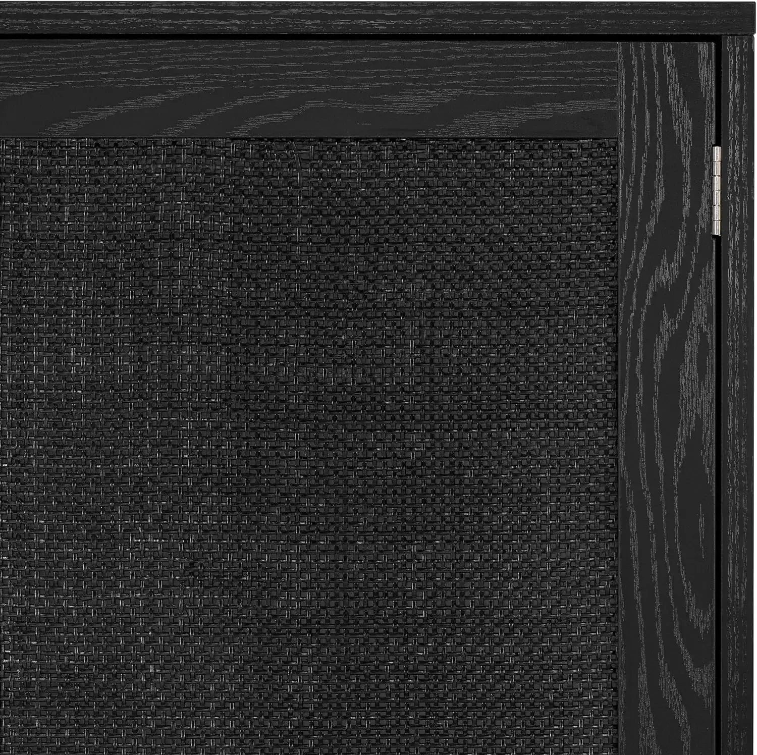 New2025-Sideboard Buffet Kitchen Storage Cabinet with Black Painted Rattan Decorated Doors, Dining Room, Hallway, Cupboard