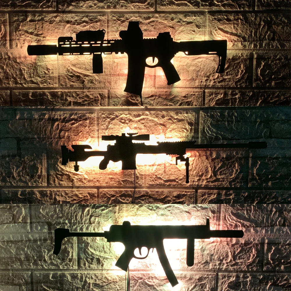 ZK50 Best-selling Military Fan Firearms Style Luminous Hanging Picture LED Wall Lamp Interior Decoration Night Light