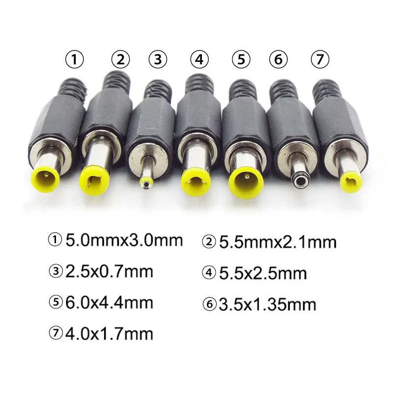 DC Male Jack Power Plug Adapter 3.5x1.35 4.0x1.7 4.8x1.7mm 5.5x2.1mm 2.5mm Male Jack Socket Audio Connector