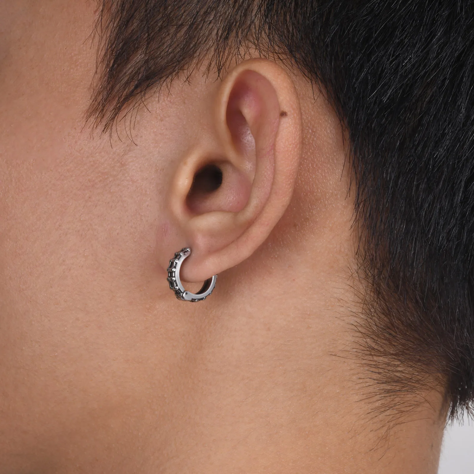 Vnox Fashion Solid Chain Hoop Earrings for Men Boys, Anti Allergy Stainless Steel New Gothic Ear Gifts Jewelry 3