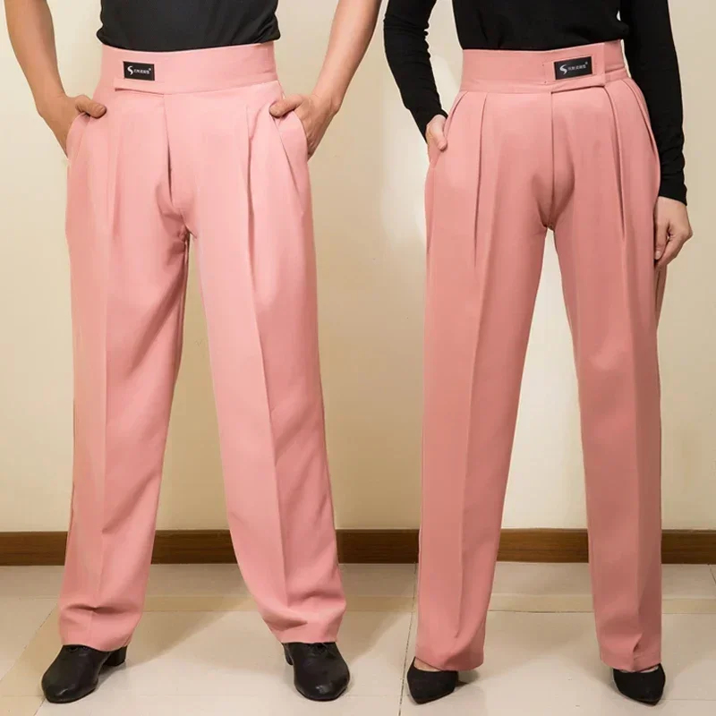 Dance Pants Men Women Latin Dance Pants Adult Ballroom Dance Competition High Waist Black Cha Cha Salsa Waltz Dancewear
