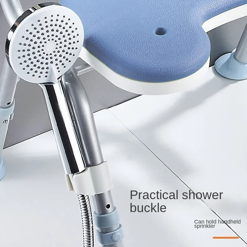 Folding Elderly Shower Chair with Armrests-Pregnant Women's Safety Bath Seat Disabled Bathroom Fall-Proof Stool