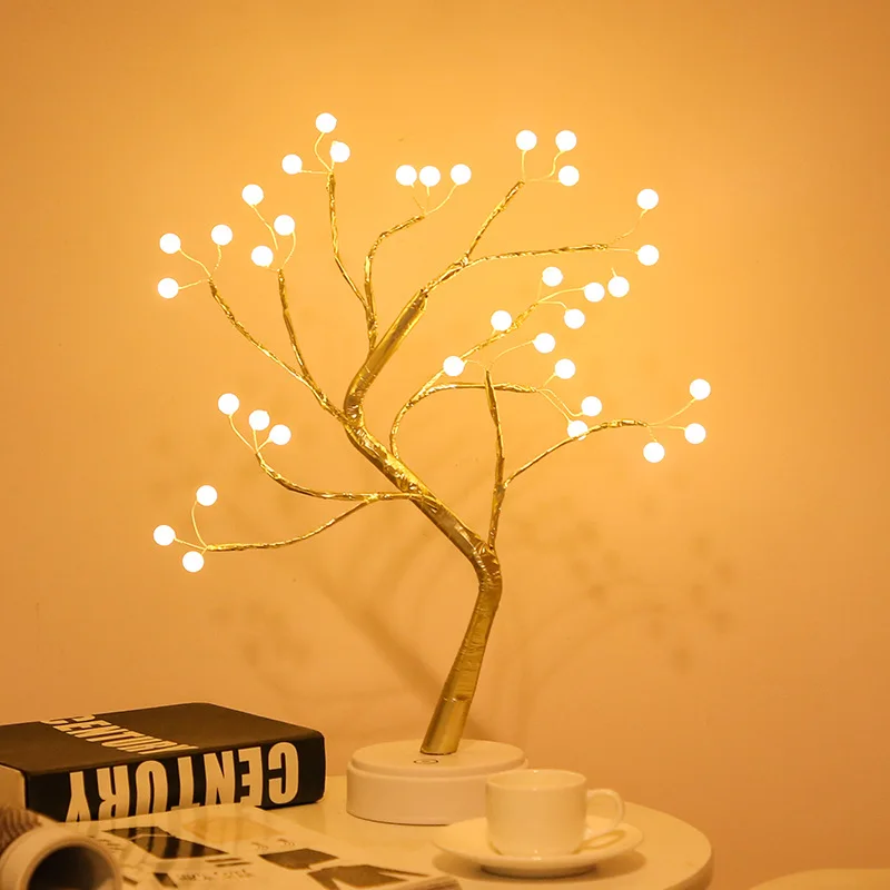 

LED Tree Night Lights Christmas Tree Copper Wire Garland Lamp Children Home Bedroom Decor Fairy Lights Holiday Lighting Gift