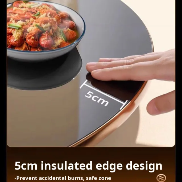 【US Plug】Household Circular 360 ° Rotatable Multifunctional Heating Plate Temperature Adjustable 5CM Insulation Edge Design 6