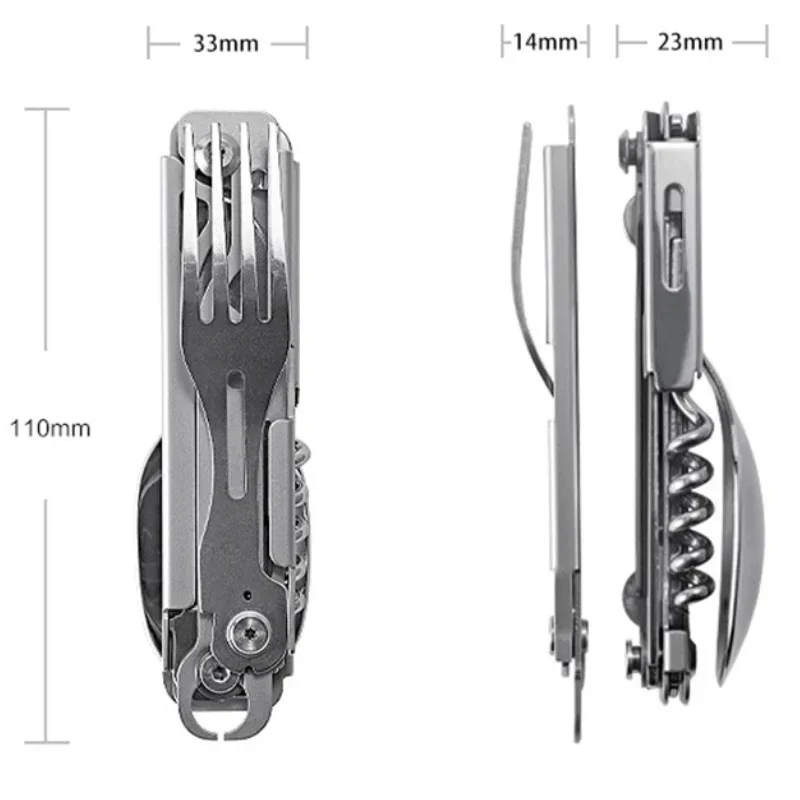 Multifunctional Portable Folding Camping Cutlery Set Knife Fork Spoon Can Opener