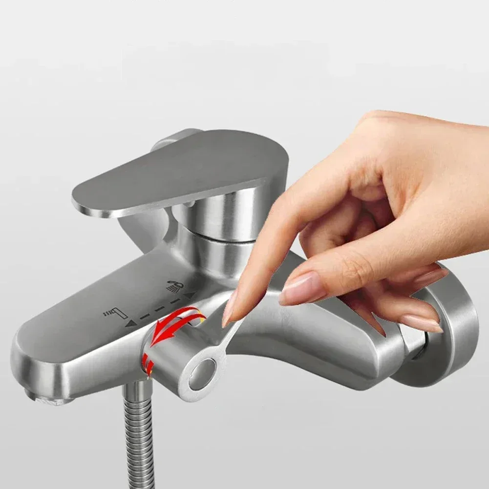 Bathroom Shower Faucet Wall Mounted Stainless Steel Mixer Tap Hot And Cold Water Mixer Triple Shower Tap Bathroom Bathtub Faucet 3