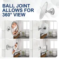 360 °   กระจกอาบน้ําแบบหมุนได้ห้องน้ํากระจกแต่งหน้า Fogless พร้อมที่วางถ้วยดูดกระจกป้องกันหมอกสําหรับโกนหนวดแต่งหน้าอาบน้ํา 5