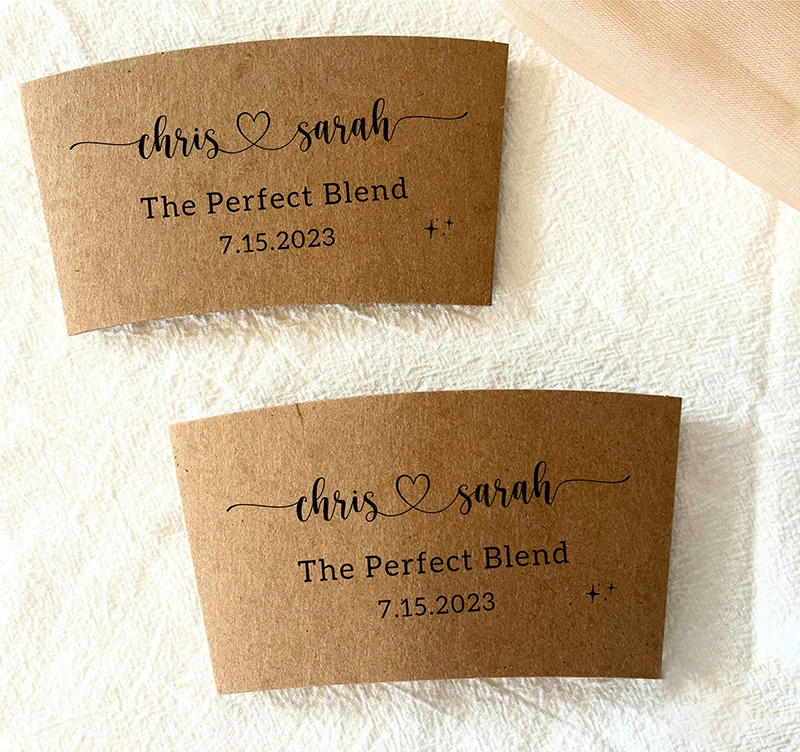 Personalized Disposable Ice Coffee Cup Sleeves Wedding Party Heat-Insulated Cup Holders... - SKU DCCS1225 - UGI Packaging