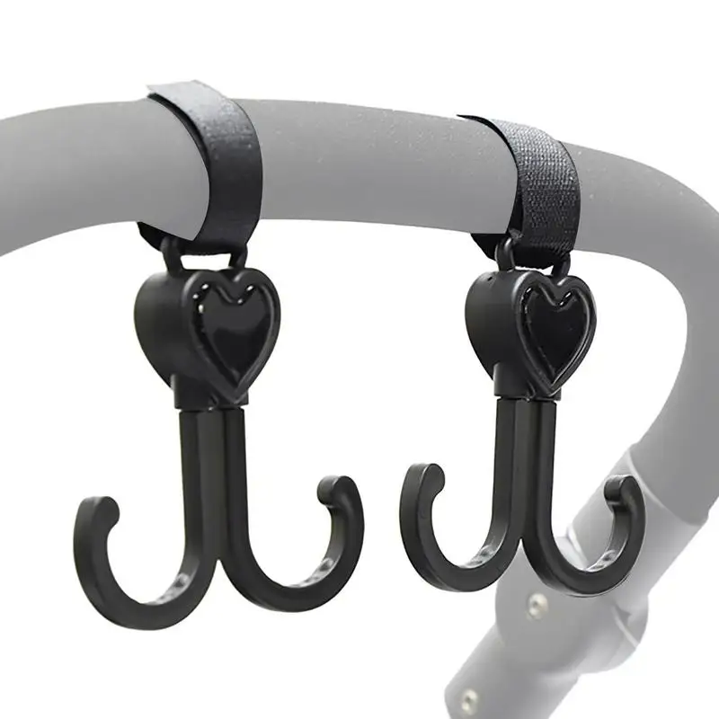 

Stroller Bag Hanger 360 Degree Rotating Bag Hooks For Stroller 2 Pack Adjustable Heart Shape Stroller Accessories For Mom