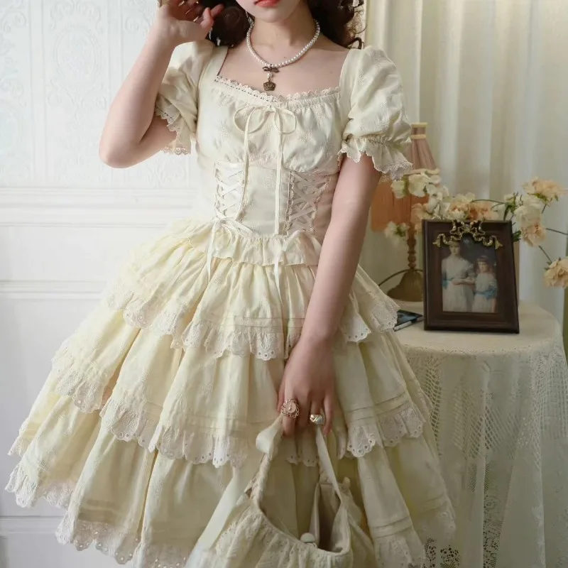 الوردي Kawaii الحلو لوليتا مجموعة فستان للنساء ، v...