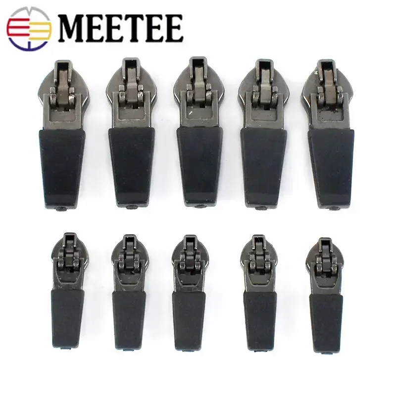 10Pcs Meetee 3# 5# Anti-loading Waterproof Zipper Slider Reverse Installation Invisible Nylon Zippers Bag Jacket Zip Head Puller