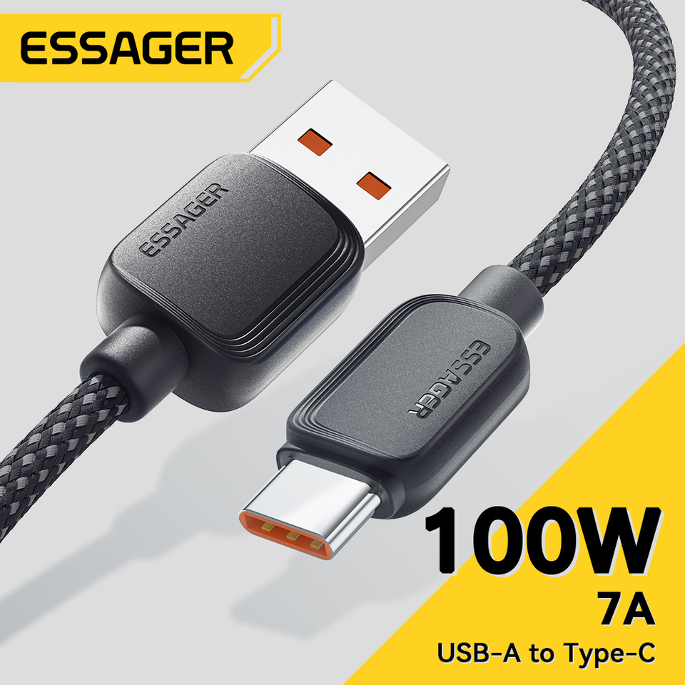 Essager 7A USB Type C Cable For Realme Huawei Mate60 100W PD Fast Charging Wire For Samsung Oneplus Xiaomi USB-A Charger Cable