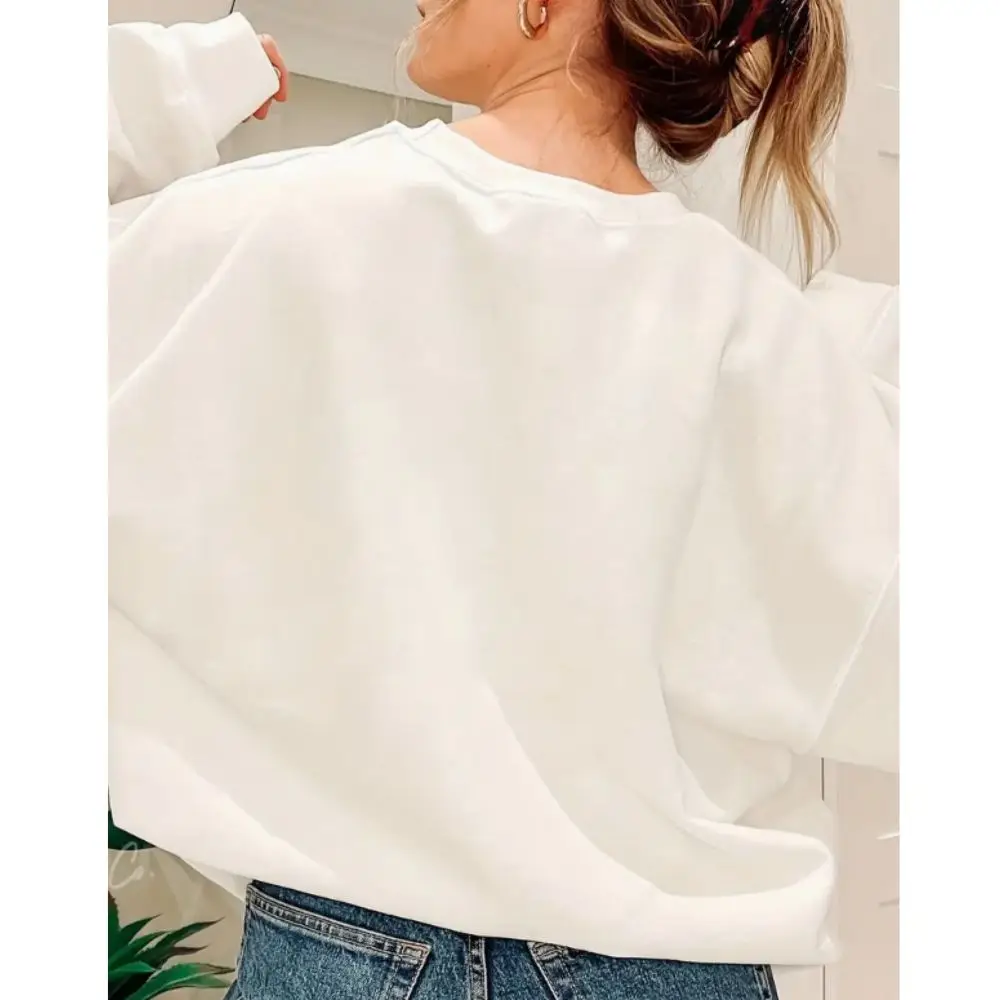 Christmas Graphic & Letter Print Sweatshirt Casual Long Sleeve Crew Neck Pullover Female Cute Sweatshirt  Clothes O-neck Hoodies