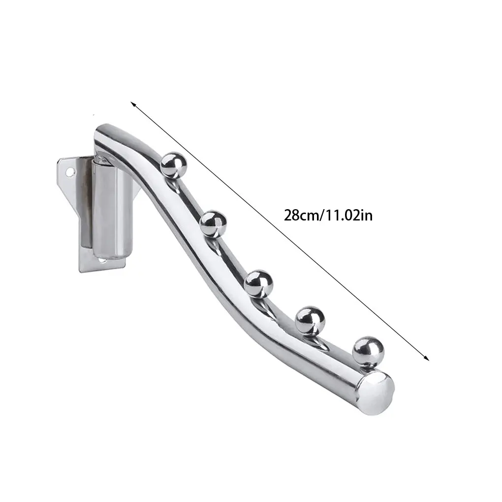 2pcs/set 180&deg;Foldable Wall Mounted Clothes Hanger Rack For Laundry Room Clothes Rail Wall Mounted