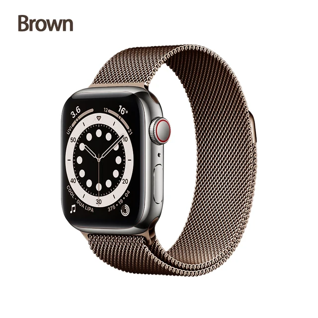 Metal Milanese loop Strap For Apple watch band 7 45mm 44mm 40mm iWatch Series 42mm38mm stainless steel bracelet magnetic 3456 se Browm