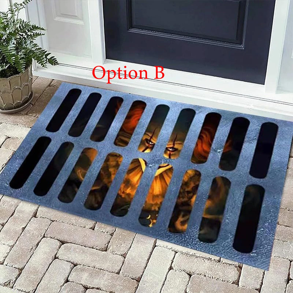 3D Clown Carpet Illusion Doormat Horror Movie Clown Atmosphere Porch Decor Carpet for Indoor Outdoor