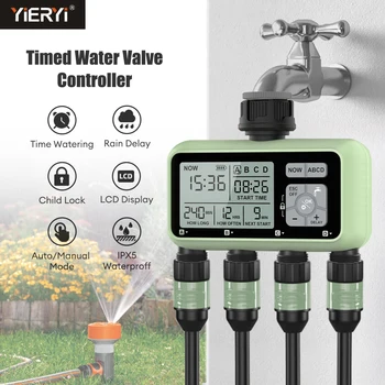Digital 4 Outlets Watering Timer Auto/Manual Irrigator Drip Sprinkler Independent Control Water Valve for Garden Outdoor Yard 1