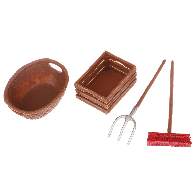 4 Pz/Set Dollhouse Miniature Vintage Simulation Farm Tools Modello Garden Farming Tools Decor Accessori Fai Da Te