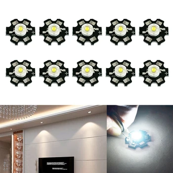 10X 1W 3W 고전력 칩 흰색 빨간색 파란색 녹색 빛 비드 이미 터 LED 전구 다이오드 램프 비즈 20mm 별 PCB Platine 방열판