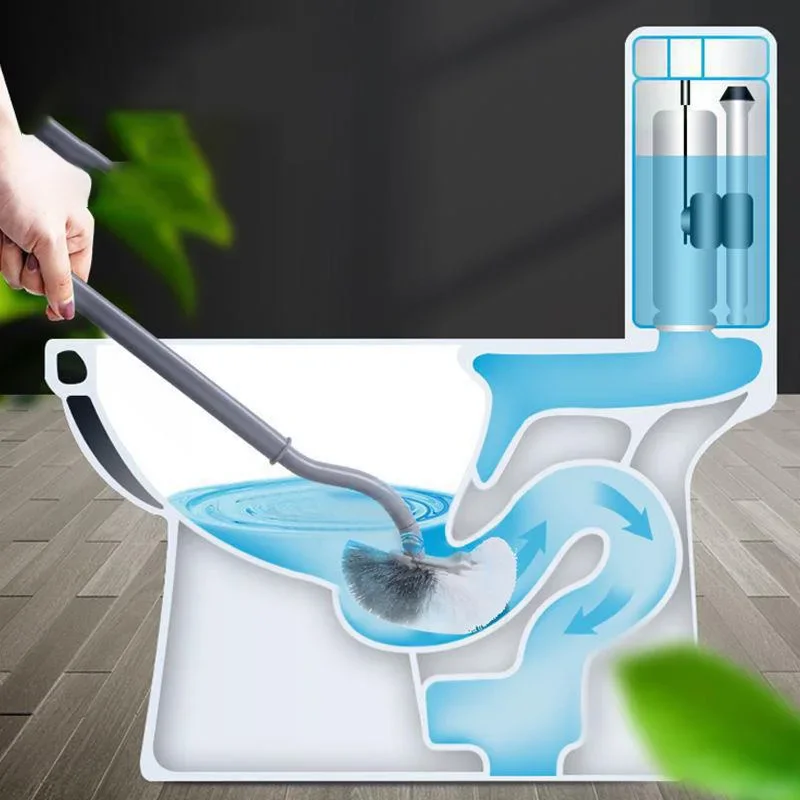 Plastic Toilet Brush Long Handle Soft Hair WC Cleaning Brush Squatting Pan Cleaner Household WC Gap Remover Bathroom Accessories 3